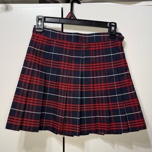 American Apparel Plaid Pleated Skirt - Red and Navy